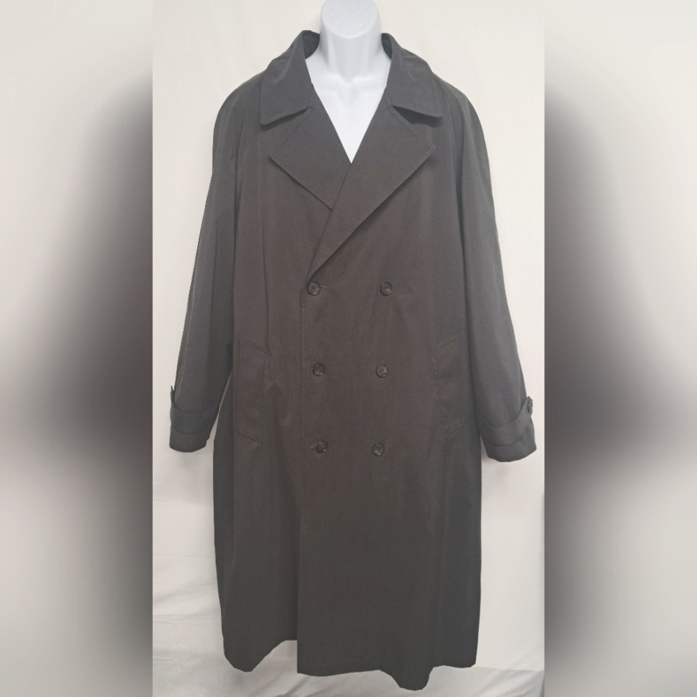 Liz Claiborne 46R Mens Long Double Breasted Pea Coat Belted Quiet Luxury